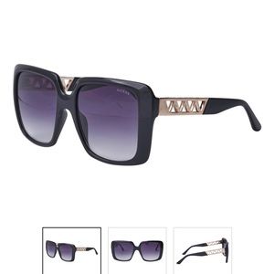 Guess Shiny Black and Gold Sunglasses + Red Case - Style GU7689